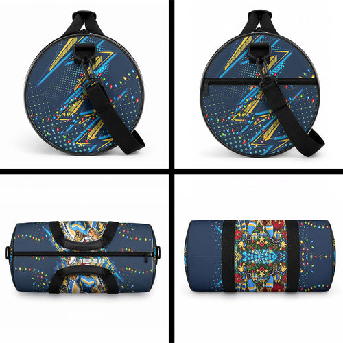 Personalized Gold Coast Titans Rugby Christmas Duffle Bag Holiday Mascot Graphic Art Festive Lights Bow