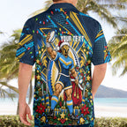 Personalized Gold Coast Titans Rugby Christmas Hawaiian Shirt Holiday Mascot Graphic Art Festive Lights Bow