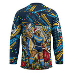 Personalized Gold Coast Titans Rugby Christmas Hockey Jersey Holiday Mascot Graphic Art Festive Lights Bow