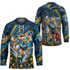 Personalized Gold Coast Titans Rugby Christmas Hockey Jersey Holiday Mascot Graphic Art Festive Lights Bow