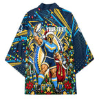 Personalized Gold Coast Titans Rugby Christmas Kimono Holiday Mascot Graphic Art Festive Lights Bow