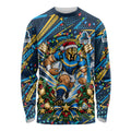 Personalized Gold Coast Titans Rugby Christmas Long Sleeve Shirt Holiday Mascot Graphic Art Festive Lights Bow