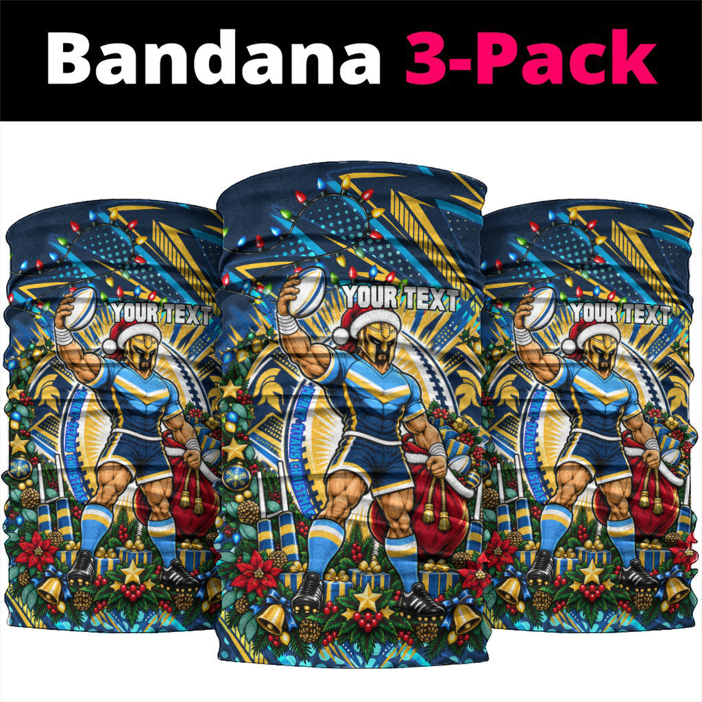 Personalized Gold Coast Titans Rugby Christmas Neck Gaiter Holiday Mascot Graphic Art Festive Lights Bow