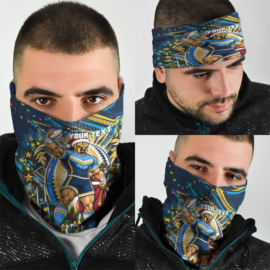 Personalized Gold Coast Titans Rugby Christmas Neck Gaiter Holiday Mascot Graphic Art Festive Lights Bow