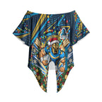 Personalized Gold Coast Titans Rugby Christmas Off Shoulder Wrap Waist Top Holiday Mascot Graphic Art Festive Lights Bow