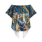 Personalized Gold Coast Titans Rugby Christmas Off Shoulder Wrap Waist Top Holiday Mascot Graphic Art Festive Lights Bow