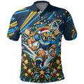 Personalized Gold Coast Titans Rugby Christmas Polo Shirt Holiday Mascot Graphic Art Festive Lights Bow
