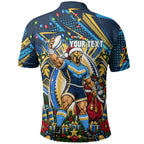 Personalized Gold Coast Titans Rugby Christmas Polo Shirt Holiday Mascot Graphic Art Festive Lights Bow