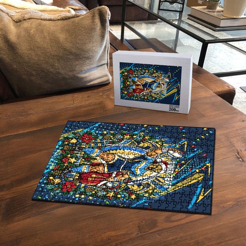 Personalized Gold Coast Titans Rugby Christmas Puzzle Holiday Mascot Graphic Art Festive Lights Bow