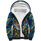 Personalized Gold Coast Titans Rugby Christmas Sherpa Hoodie Holiday Mascot Graphic Art Festive Lights Bow