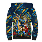 Personalized Gold Coast Titans Rugby Christmas Sherpa Hoodie Holiday Mascot Graphic Art Festive Lights Bow