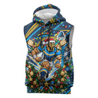 Personalized Gold Coast Titans Rugby Christmas Sleeveless Hoodie Holiday Mascot Graphic Art Festive Lights Bow