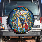 Personalized Gold Coast Titans Rugby Christmas Spare Tire Cover Holiday Mascot Graphic Art Festive Lights Bow
