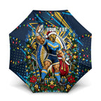 Personalized Gold Coast Titans Rugby Christmas Umbrella Holiday Mascot Graphic Art Festive Lights Bow