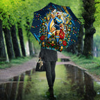 Personalized Gold Coast Titans Rugby Christmas Umbrella Holiday Mascot Graphic Art Festive Lights Bow
