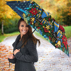 Personalized Gold Coast Titans Rugby Christmas Umbrella Holiday Mascot Graphic Art Festive Lights Bow