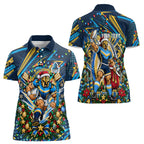 Personalized Gold Coast Titans Rugby Christmas Women Polo Shirt Holiday Mascot Graphic Art Festive Lights Bow