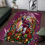 Personalized Manly Warringah Sea Eagles Rugby Christmas Area Rug Holiday Mascot Graphic Art Festive Lights Bow
