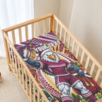 Personalized Manly Warringah Sea Eagles Rugby Christmas Baby Bed Cover Holiday Mascot Graphic Art Festive Lights Bow