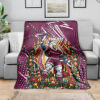 Personalized Manly Warringah Sea Eagles Rugby Christmas Blanket Holiday Mascot Graphic Art Festive Lights Bow
