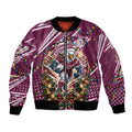Personalized Manly Warringah Sea Eagles Rugby Christmas Bomber Jacket Holiday Mascot Graphic Art Festive Lights Bow