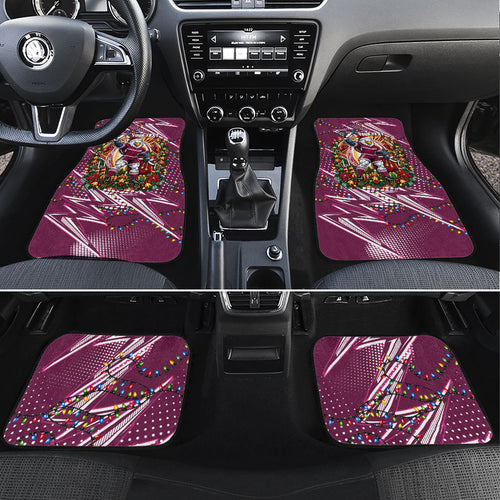 Personalized Manly Warringah Sea Eagles Rugby Christmas Car Mats Holiday Mascot Graphic Art Festive Lights Bow