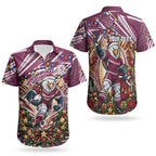 Personalized Manly Warringah Sea Eagles Rugby Christmas Couples Matching Long Sleeve Bodycon Dress and Hawaiian Shirt Holiday Mascot Graphic Art Festive Lights Bow