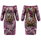 Personalized Manly Warringah Sea Eagles Rugby Christmas Couples Matching Off The Shoulder Long Sleeve Dress and Hawaiian Shirt Holiday Mascot Graphic Art Festive Lights Bow
