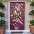 Personalized Manly Warringah Sea Eagles Rugby Christmas Door Cover Holiday Mascot Graphic Art Festive Lights Bow