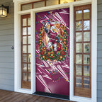 Personalized Manly Warringah Sea Eagles Rugby Christmas Door Cover Holiday Mascot Graphic Art Festive Lights Bow