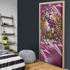 Personalized Manly Warringah Sea Eagles Rugby Christmas Door Cover Holiday Mascot Graphic Art Festive Lights Bow