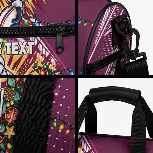Personalized Manly Warringah Sea Eagles Rugby Christmas Duffle Bag Holiday Mascot Graphic Art Festive Lights Bow
