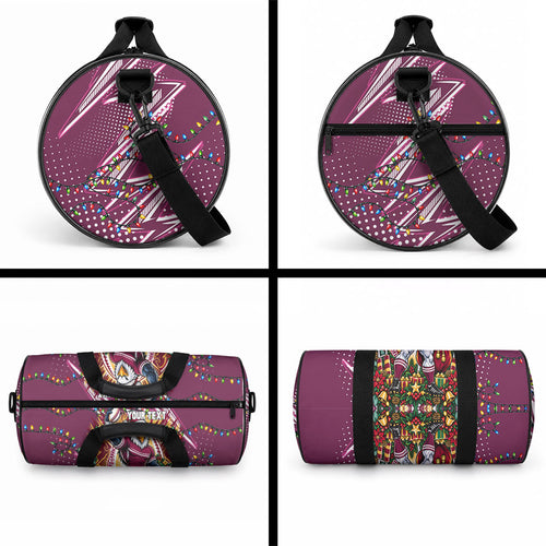 Personalized Manly Warringah Sea Eagles Rugby Christmas Duffle Bag Holiday Mascot Graphic Art Festive Lights Bow