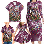 Personalized Manly Warringah Sea Eagles Rugby Christmas Family Matching Long Sleeve Bodycon Dress and Hawaiian Shirt Holiday Mascot Graphic Art Festive Lights Bow