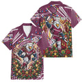 Personalized Manly Warringah Sea Eagles Rugby Christmas Family Matching Long Sleeve Bodycon Dress and Hawaiian Shirt Holiday Mascot Graphic Art Festive Lights Bow
