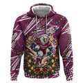 Personalized Manly Warringah Sea Eagles Rugby Christmas Hoodie Holiday Mascot Graphic Art Festive Lights Bow