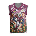Personalized Manly Warringah Sea Eagles Rugby Christmas Knitted V-Neck Vest Holiday Mascot Graphic Art Festive Lights Bow