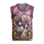 Personalized Manly Warringah Sea Eagles Rugby Christmas Knitted V-Neck Vest Holiday Mascot Graphic Art Festive Lights Bow