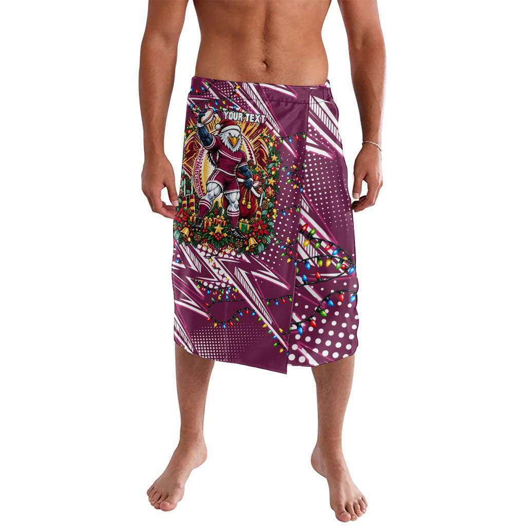 Personalized Manly Warringah Sea Eagles Rugby Christmas Lavalava Holiday Mascot Graphic Art Festive Lights Bow