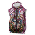 Personalized Manly Warringah Sea Eagles Rugby Christmas Sleeveless Zip Hoodie Holiday Mascot Graphic Art Festive Lights Bow