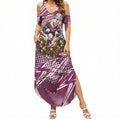 Personalized Manly Warringah Sea Eagles Rugby Christmas Summer Maxi Dress Holiday Mascot Graphic Art Festive Lights Bow