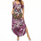 Personalized Manly Warringah Sea Eagles Rugby Christmas Summer Maxi Dress Holiday Mascot Graphic Art Festive Lights Bow