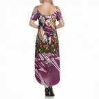 Personalized Manly Warringah Sea Eagles Rugby Christmas Summer Maxi Dress Holiday Mascot Graphic Art Festive Lights Bow
