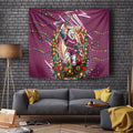 Personalized Manly Warringah Sea Eagles Rugby Christmas Tapestry Holiday Mascot Graphic Art Festive Lights Bow