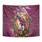 Personalized Manly Warringah Sea Eagles Rugby Christmas Tapestry Holiday Mascot Graphic Art Festive Lights Bow