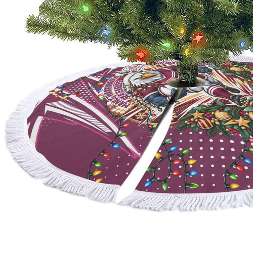 Manly Warringah Sea Eagles Rugby Christmas Tree Skirt Holiday Mascot Graphic Art Festive Lights Bow