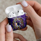 Personalized Melbourne Storm Rugby Christmas AirPods Case Holiday Mascot Graphic Art Festive Lights Bow