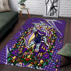 Personalized Melbourne Storm Rugby Christmas Area Rug Holiday Mascot Graphic Art Festive Lights Bow