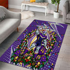 Personalized Melbourne Storm Rugby Christmas Area Rug Holiday Mascot Graphic Art Festive Lights Bow