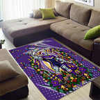 Personalized Melbourne Storm Rugby Christmas Area Rug Holiday Mascot Graphic Art Festive Lights Bow
